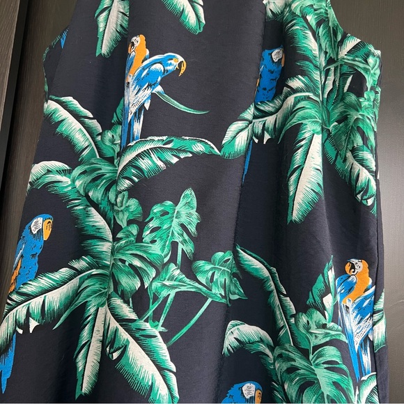 Tropical Parrot Print Halter Dress Cotton Blend A-Line, Lined Size S - Picture 4 of 6